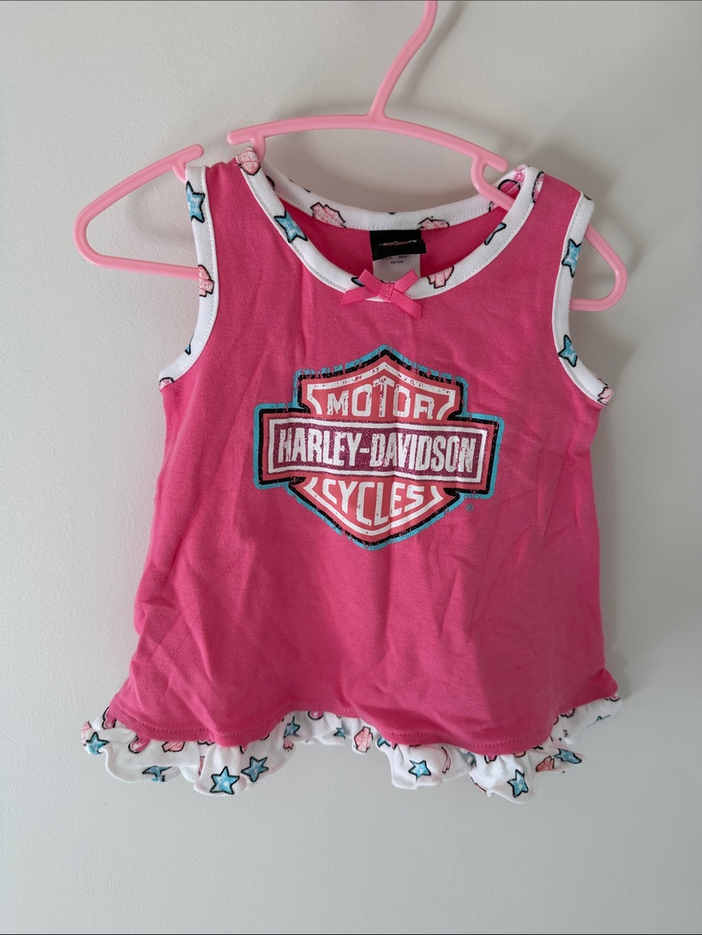 Harley-Davidson Pink Girls' Tank Top with Star Trim